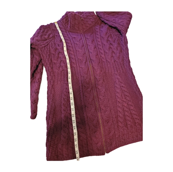 Kilronan Knitwear Ireland Merino Wool  Zip High Neck Maroon Sweater Sz S  NWOT - Picture 14 of 14